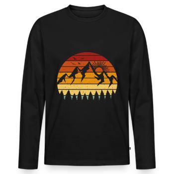 Mountains Vintage - (b) - Men's Premium Organic Long Sleeve Shirt - black - Front - Nico (187cm)