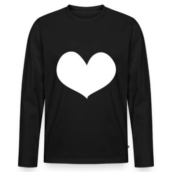 Herz - Bäume - (2) - Männer Premium Bio Langarmshirt - Schwarz - Vorne - Nico (187cm)