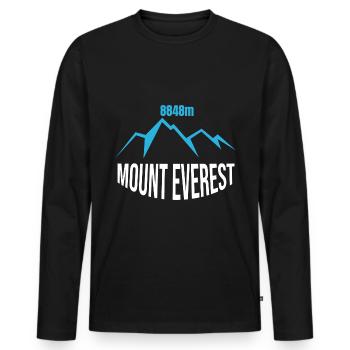 Mount Everest Poster Map Highest mountain in the world - Men's Premium Organic Long Sleeve Shirt - black - Front - Nico (187cm)
