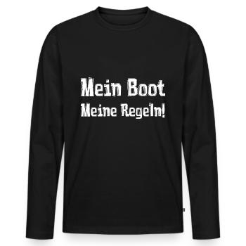 Mon bateau Mes règles! - T-shirt manches longues Premium bio Homme - noir - Devant - Nico (187cm)