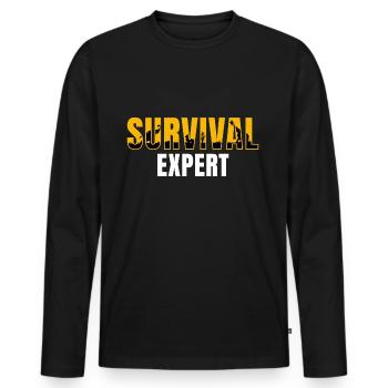 Expert en survie - T-shirt manches longues Premium bio Homme - noir - Devant - Nico (187cm)