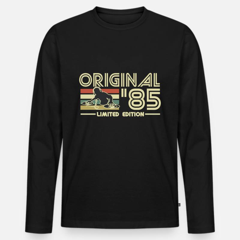 1985 - Männer Premium Bio Langarmshirt - Schwarz