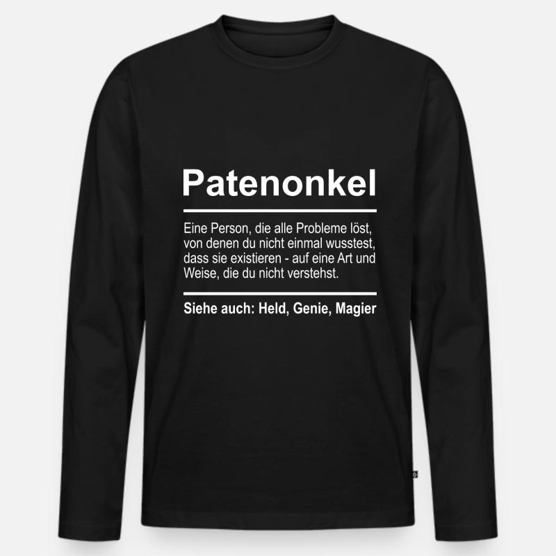 Patenonkel - Männer Premium Bio Langarmshirt - Schwarz