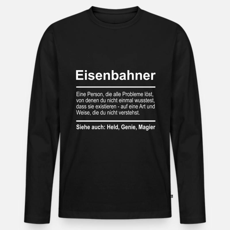 Eisenbahner - Männer Premium Bio Langarmshirt - Schwarz