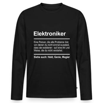 Électronique - T-shirt manches longues Premium bio Homme - noir - Devant - Nico (187cm)
