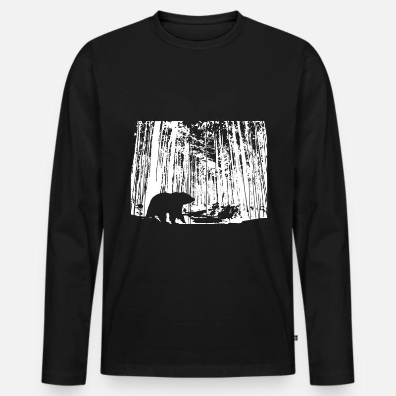 Bäume - Bär - (2) - Männer Premium Bio Langarmshirt - Schwarz