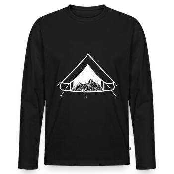 Berg - Campingzelt - (8) - Männer Premium Bio Langarmshirt - Schwarz - Vorne - Nico (187cm)
