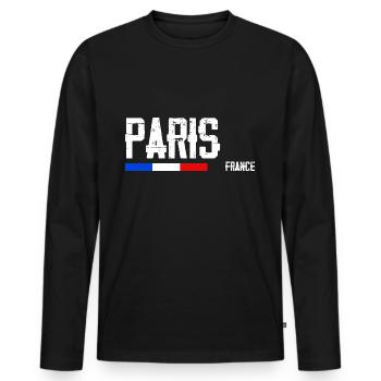 J'aime Paris Nom de Ville en France - T-shirt manches longues Premium bio Homme - noir - Devant - Nico (187cm)