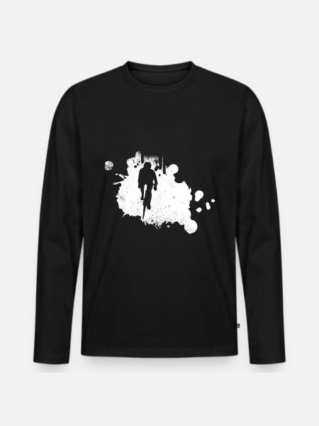 Splashing water - Cycling - (3) - Men's Premium Organic Long Sleeve Shirt - black