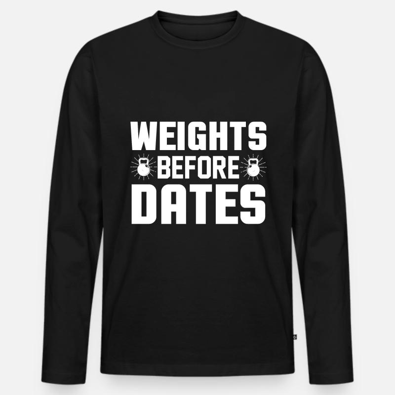 Gewichte vor Dates - Männer Premium Bio Langarmshirt - Schwarz