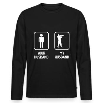 Your Husband My Husband - Hunting - - Men's Premium Organic Long Sleeve Shirt - black - Front - Nico (187cm)