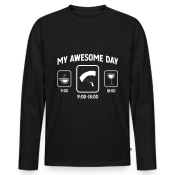 Mein toller Tag - Wein - Gleitschirmfliegen - - Männer Premium Bio Langarmshirt - Schwarz - Vorne - Nico (187cm)