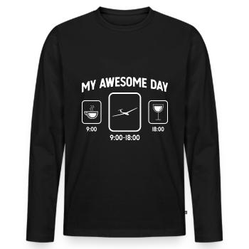 Mein toller Tag - Wein - Segelflugzeug - - Männer Premium Bio Langarmshirt - Schwarz - Vorne - Nico (187cm)