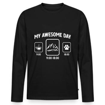 Mein toller Tag - Hundepfote - Berg - - Männer Premium Bio Langarmshirt - Schwarz - Vorne - Nico (187cm)