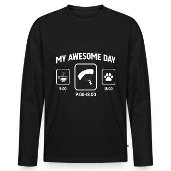 Mein toller Tag - Hundepfote - Gleitschirmfliegen - Männer Premium Bio Langarmshirt - Schwarz - Vorne - Nico (187cm)