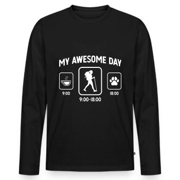 My Awesome Day - Hundepfote - Weiblich Wandern - - Männer Premium Bio Langarmshirt - Schwarz - Vorne - Nico (187cm)