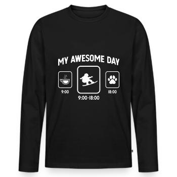 Ma belle journée - Patte de chien - Snowboard - - T-shirt manches longues Premium bio Homme - noir - Devant - Nico (187cm)