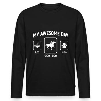 My great day - Dog's paw - Riding - - Men's Premium Organic Long Sleeve Shirt - black - Front - Nico (187cm)