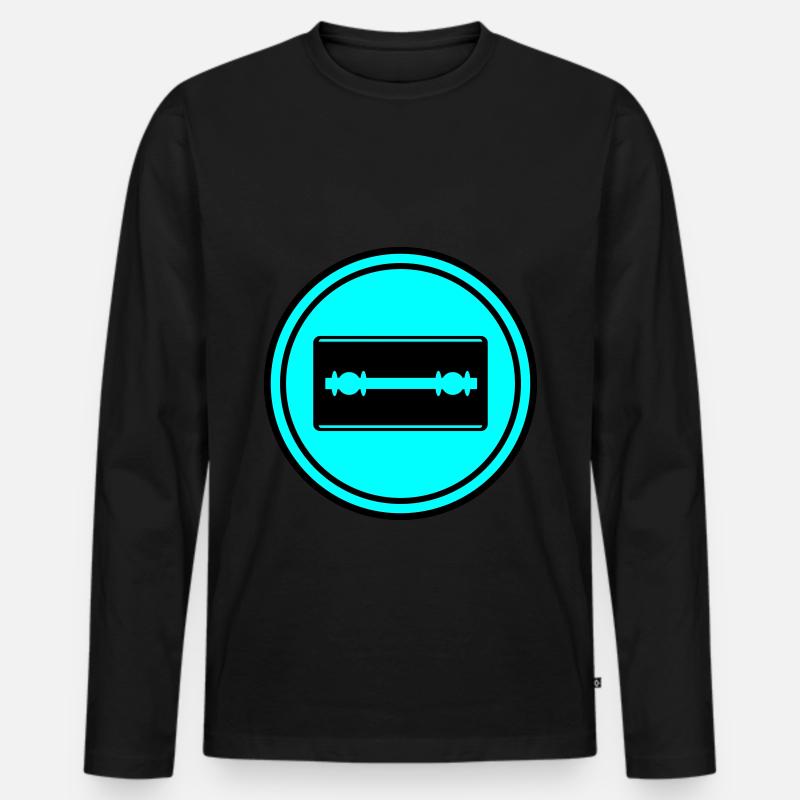 Rasierklinge Icon Kreis - Männer Premium Bio Langarmshirt - Schwarz