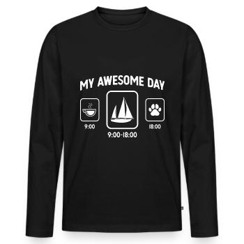 Mein toller Tag - Hundepfote - Segeln - - Männer Premium Bio Langarmshirt - Schwarz - Vorne - Nico (187cm)