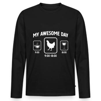 My great day - Wine - Hen - - Men's Premium Organic Long Sleeve Shirt - black - Front - Nico (187cm)