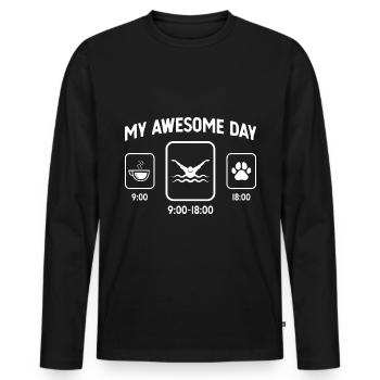 My great day - Dog's paw - Swimming - - Men's Premium Organic Long Sleeve Shirt - black - Front - Nico (187cm)