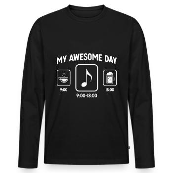 Mein toller Tag - Bier - Musik - Männer Premium Bio Langarmshirt - Schwarz - Vorne - Nico (187cm)
