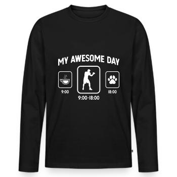 My Great Day - Dog's Paw - Guy Boxing - - Men's Premium Organic Long Sleeve Shirt - black - Front - Nico (187cm)