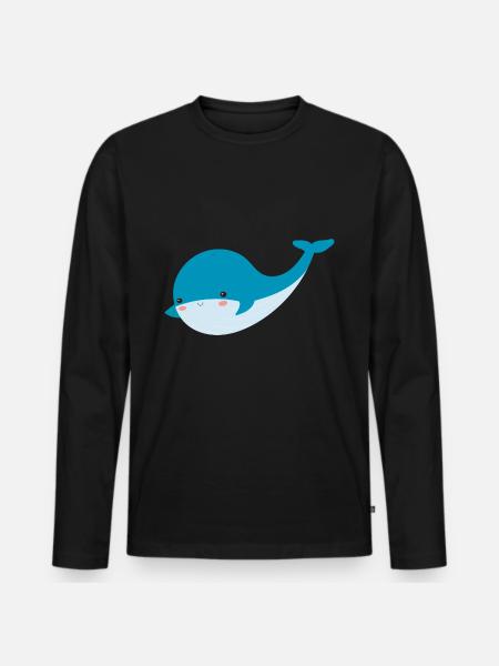 whale - Men's Premium Organic Long Sleeve Shirt - black