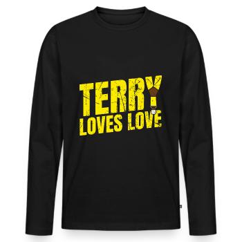 99 Ideen aus Brooklyn Terry - Männer Premium Bio Langarmshirt - Schwarz - Vorne - Nico (187cm)