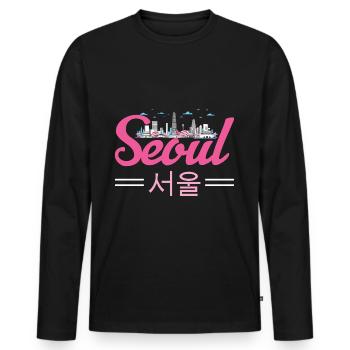Kpop K-Pop Korea Korean Seoul Hallyu K-drama - Men's Premium Organic Long Sleeve Shirt - black - Front - Nico (187cm)
