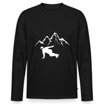 Montagne - Snowboard - (19) - T-shirt manches longues Premium bio Homme - noir - Devant - Nico (187cm)