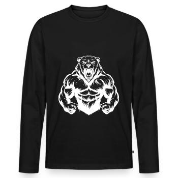 Muscles de l’ours grizzli musculation - T-shirt manches longues Premium bio Homme - noir - Devant - Nico (187cm)