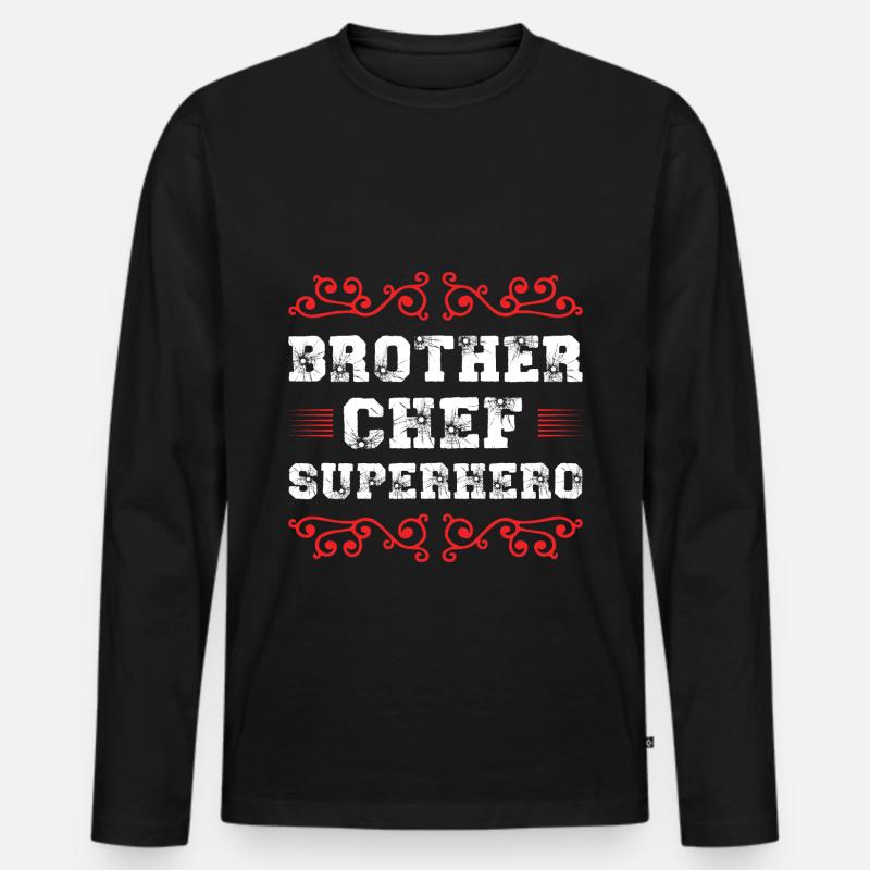 Bruder Chef Superheld - Männer Premium Bio Langarmshirt - Schwarz