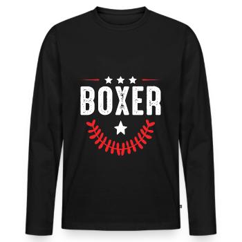 Boxer Boxen Sport - Männer Premium Bio Langarmshirt - Schwarz - Vorne - Nico (187cm)