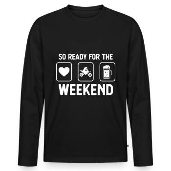 So ready for the weekend - Beer - Kerl Motorra - Men's Premium Organic Long Sleeve Shirt - black - Front - Nico (187cm)