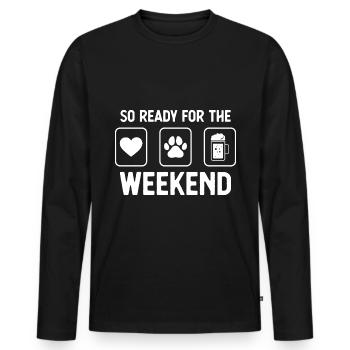 So bereit für das Wochenende - Bier - Hundepfote - - Männer Premium Bio Langarmshirt - Schwarz - Vorne - Nico (187cm)