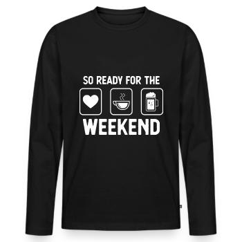 Donc prêt pour le week-end - bière - café - - T-shirt manches longues Premium bio Homme - noir - Devant - Nico (187cm)