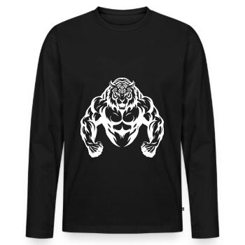 Tiger Bodybuilding Muscles - Men's Premium Organic Long Sleeve Shirt - black - Front - Nico (187cm)