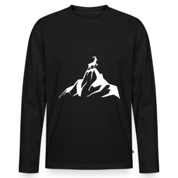 Ziege - Berg - (9) - Männer Premium Bio Langarmshirt - Schwarz - Vorne - Nico (187cm)