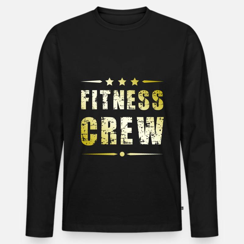 Fitness Crew - Männer Premium Bio Langarmshirt - Schwarz