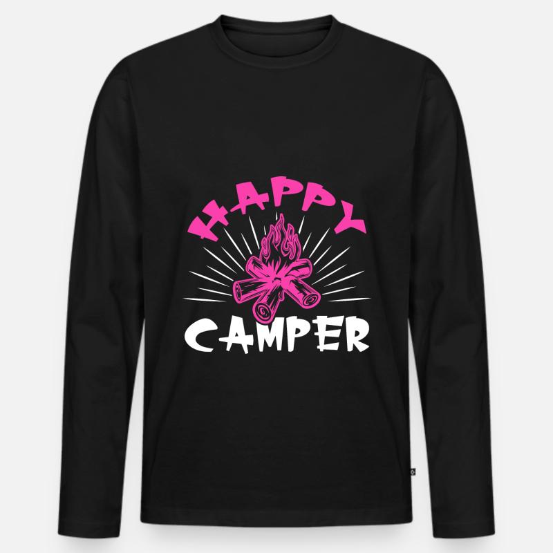happy camper - Männer Premium Bio Langarmshirt - Schwarz