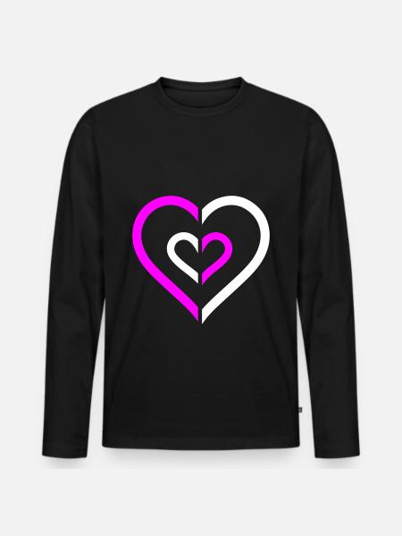 Herz Symbol Liebe - Männer Premium Bio Langarmshirt - Schwarz