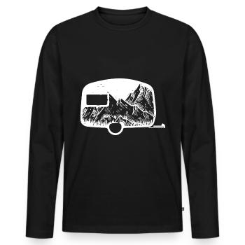 Berg - Camping Wohnwagen - (2) - Männer Premium Bio Langarmshirt - Schwarz - Vorne - Nico (187cm)
