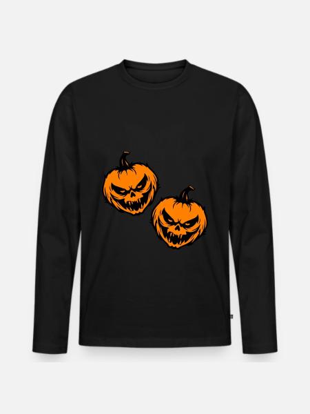 Pumpkin grimace Halloween creepy - Men's Premium Organic Long Sleeve Shirt - black