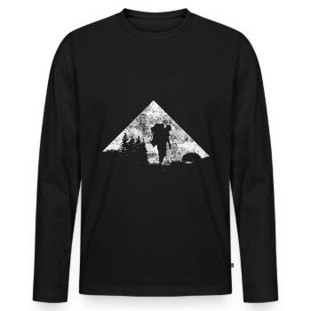 Mountain - Hiking - (21) - Men's Premium Organic Long Sleeve Shirt - black - Front - Nico (187cm)