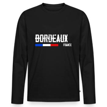 I like Bordeaux Name of City in France - Men's Premium Organic Long Sleeve Shirt - black - Front - Nico (187cm)