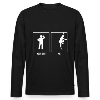 Ton père - Moi - Fille Escalade - T-shirt manches longues Premium bio Homme - noir - Devant - Nico (187cm)