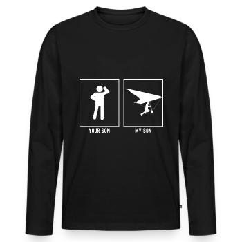 Your Son - My Son - Sky Glider Start - Men's Premium Organic Long Sleeve Shirt - black - Front - Nico (187cm)