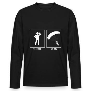 Your Son - My Son - Paragliding - Men's Premium Organic Long Sleeve Shirt - black - Front - Nico (187cm)